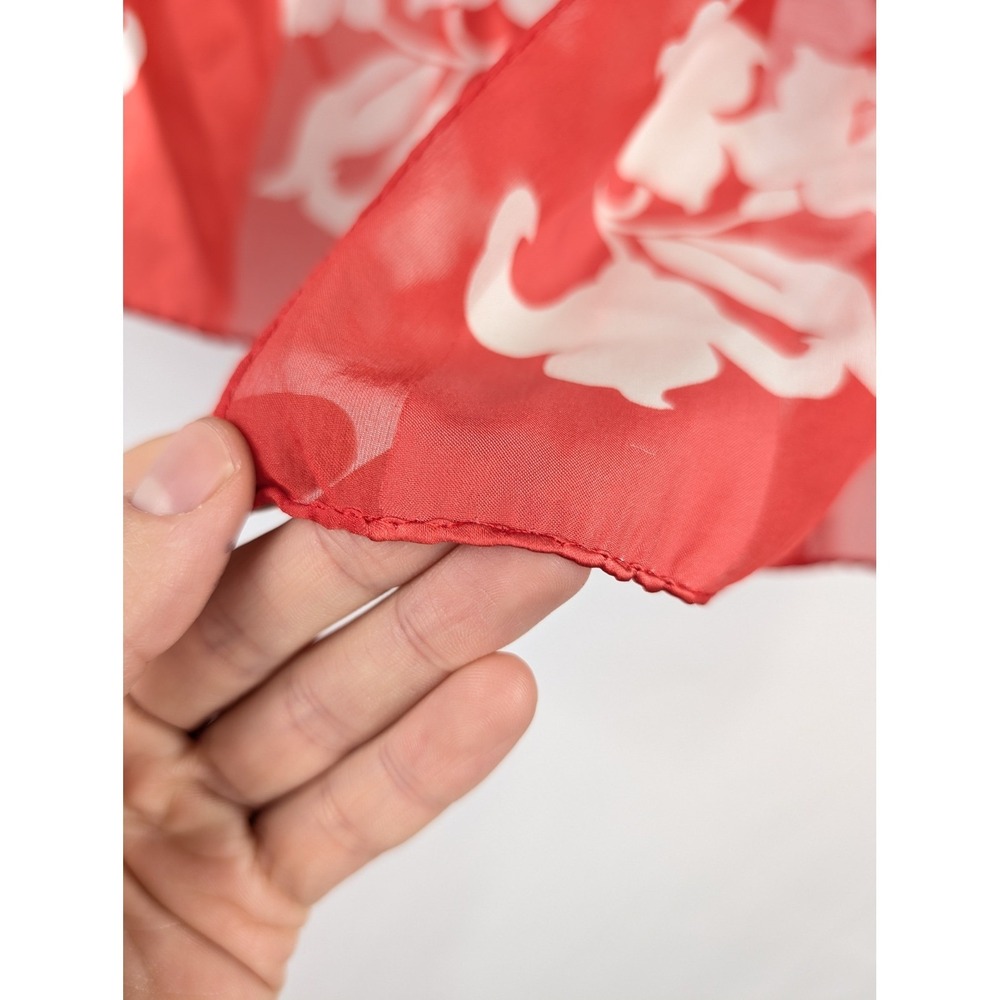 Vintage Y2K Floral Fairy Silk Scarf 11 x 51 White Red Coquette Romantic Dainty - Picture 8 of 9